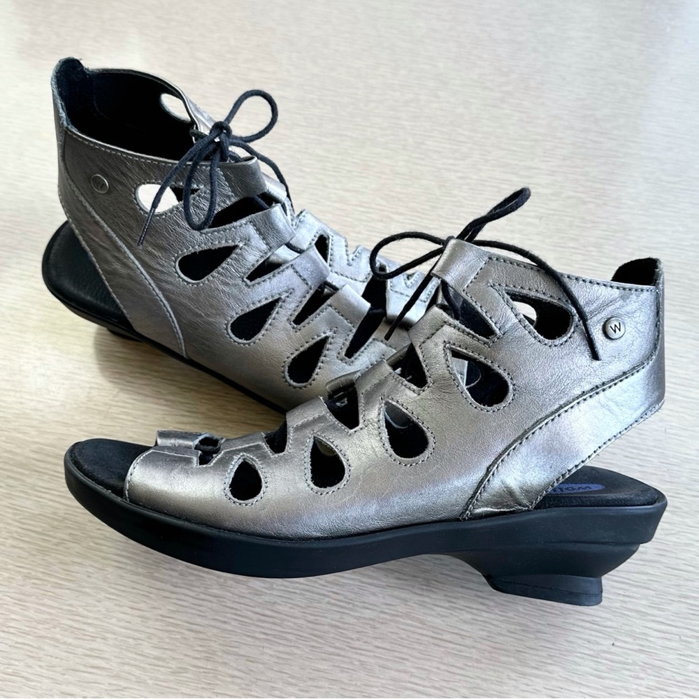 WOLKY Silver Gunmetal Gladiator Sandals - Size 42